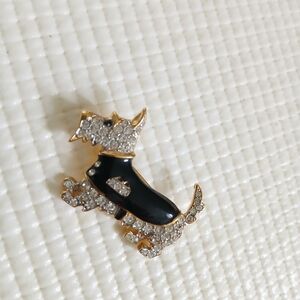 Vintage D' Orlan Scottie Dog Brooch, 22kt Gold Plated, Swarovski Crystals,signed